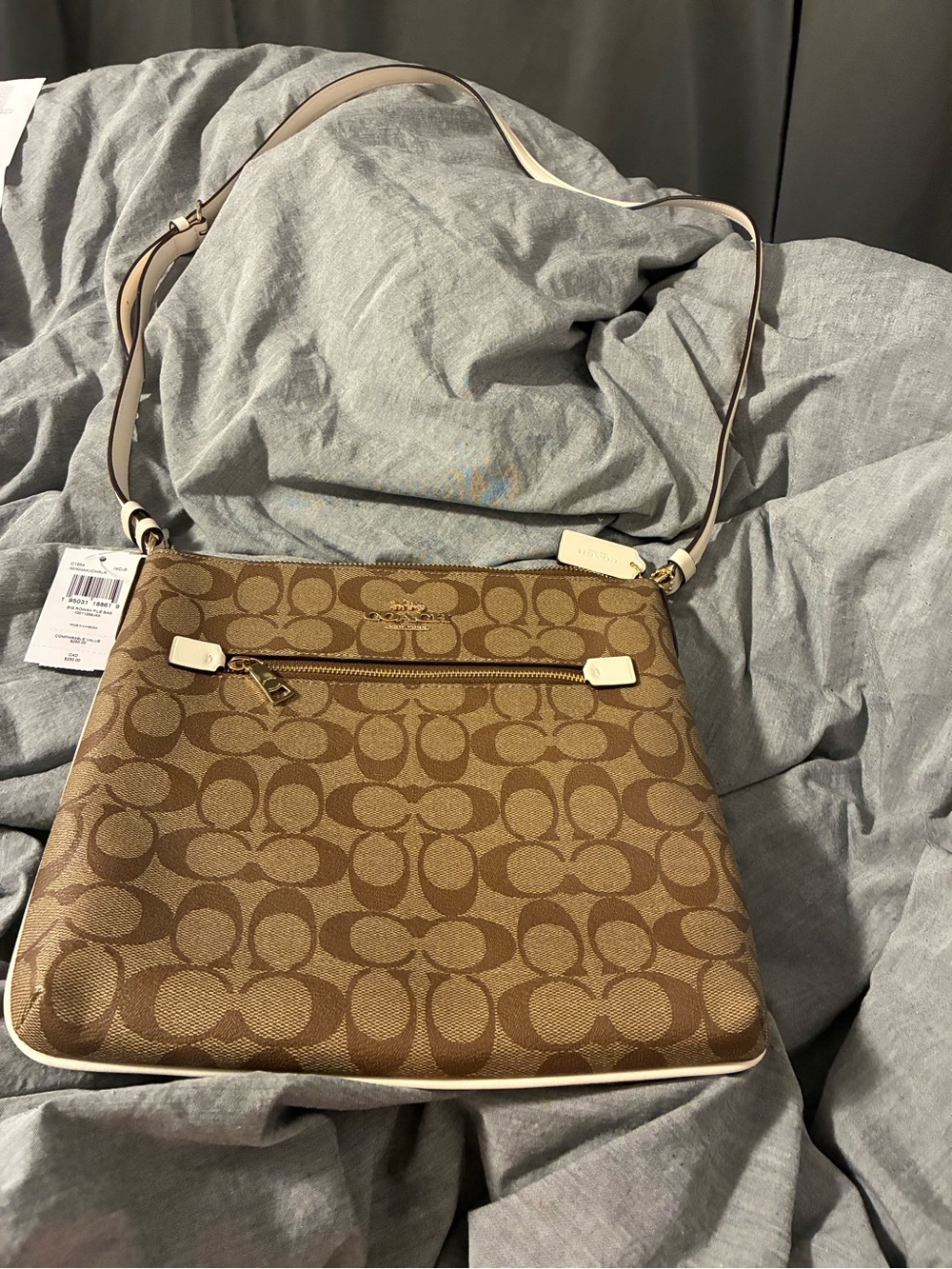 NWT-COACH Signature Rowan File Bag-Khaki/Chalk C1554